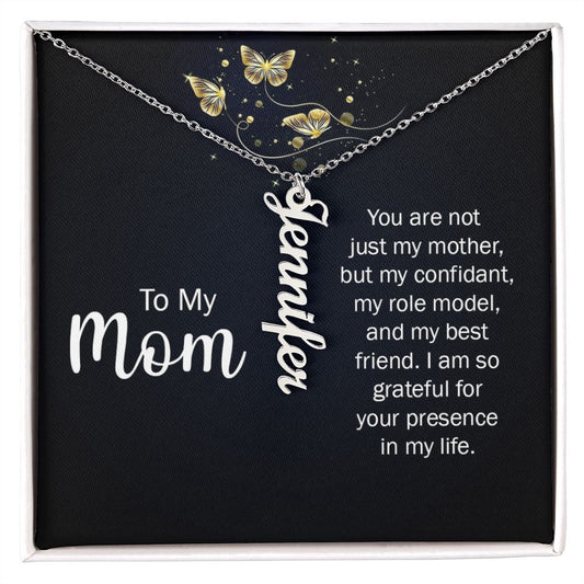 To My Mom Vertical Name Necklace